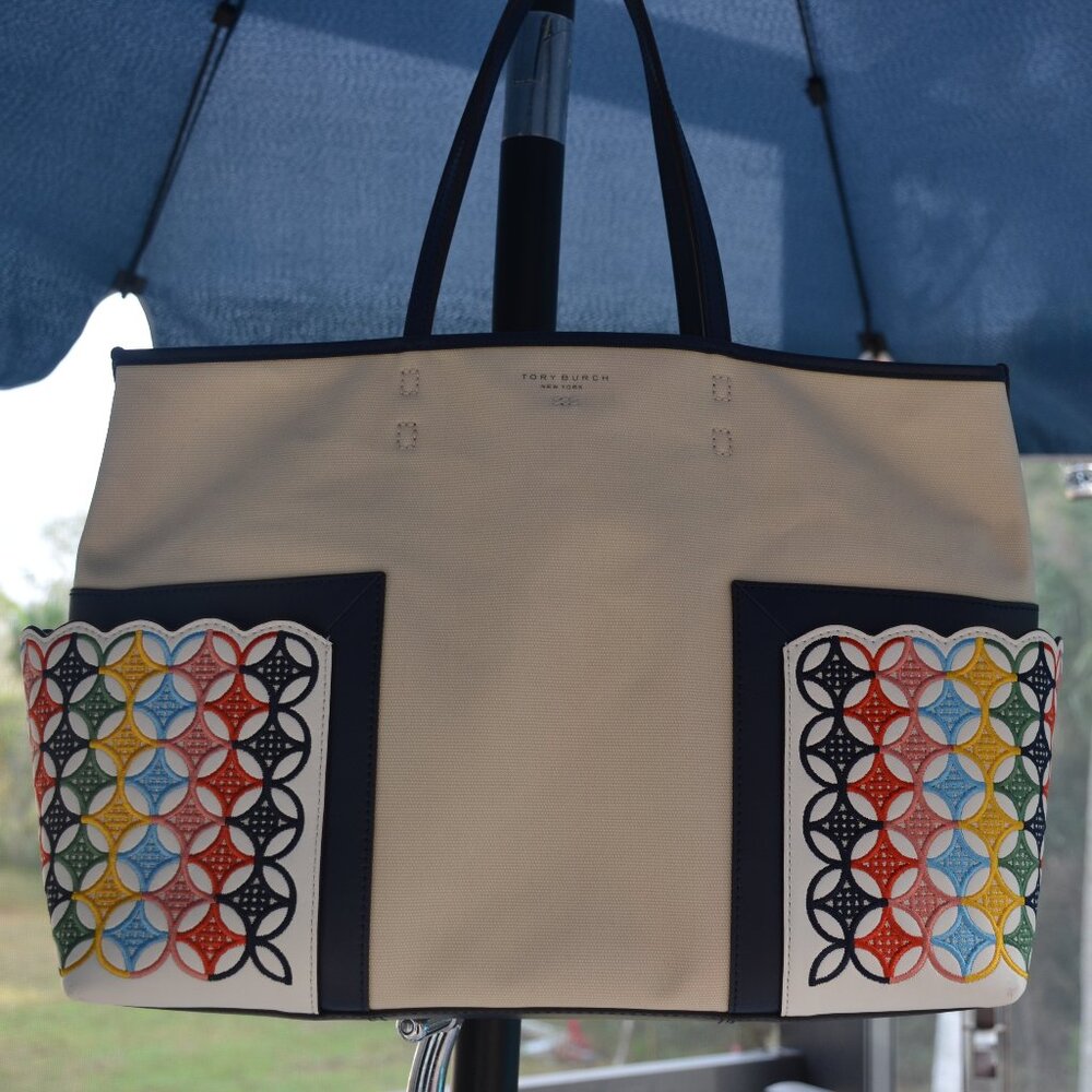 Tory Burch Multi Color Embroidery Tote